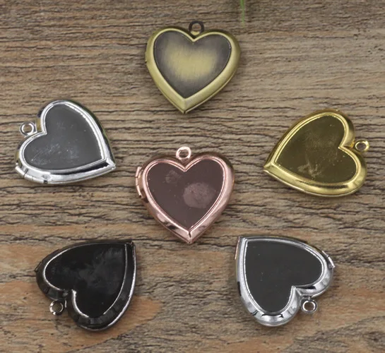 

20 PCS 22.5*23mm Locket Pendant Blank Setting Charm Metal Copper Heart Photo Locket 6 Colors Plated Pendant For Jewelry Making
