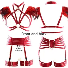 Красные перьевые эполеты, топы, готические, открытые, уплотнительное белье, бюстгальтер BurningMan, жгут, высокая талия, пояс для подвязки, танцевальный фестивальный рейв