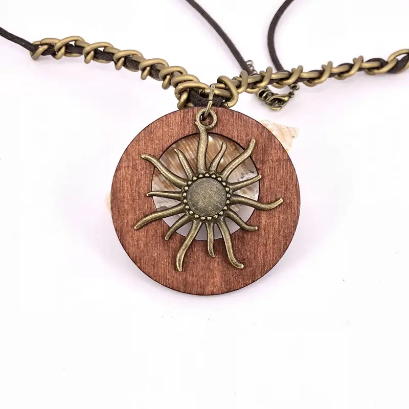 Antique Vintage Long Rope Chain Necklace Wooden Alloy Heronsbill Pendants Neckless Cord Men Jewelry Accessories Free Shipping - Image 3