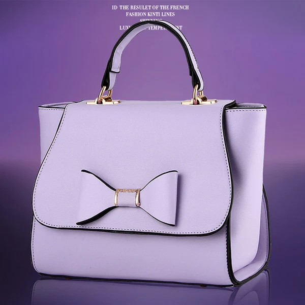 

New Fashion Bow Women Bags Preppy Style Shoulder Bags PU Leather Messenger Bag Candy Color Lady Crossbody Handbag Female Hobos