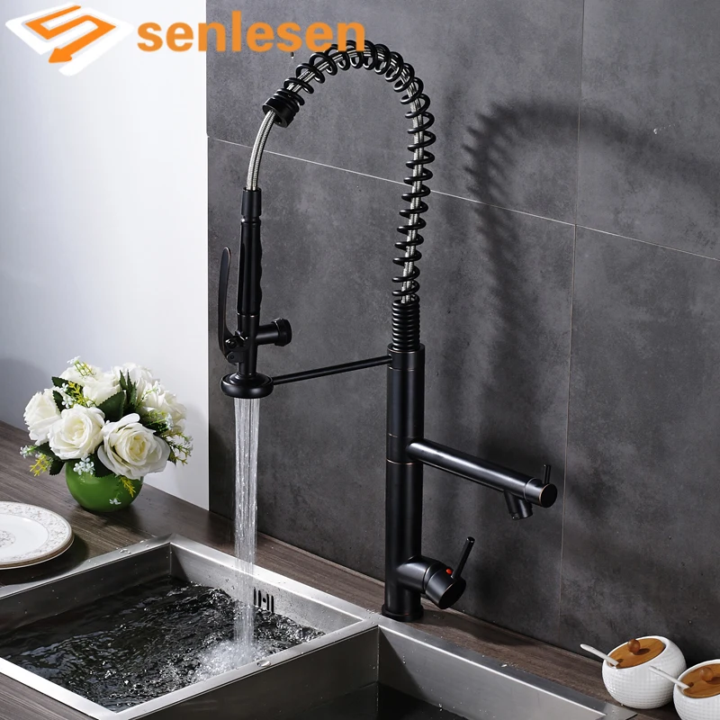 

Oil Rubbed Bronze Deck Mounted Kitchen Spring Mixer Faucet with Single Handle Single Hole