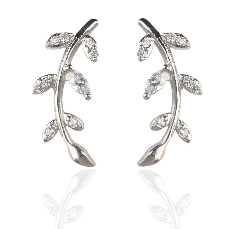 

XINGGE new leaf earrings plant curved gold and silver stud for women fashion jewelry temperament European and American