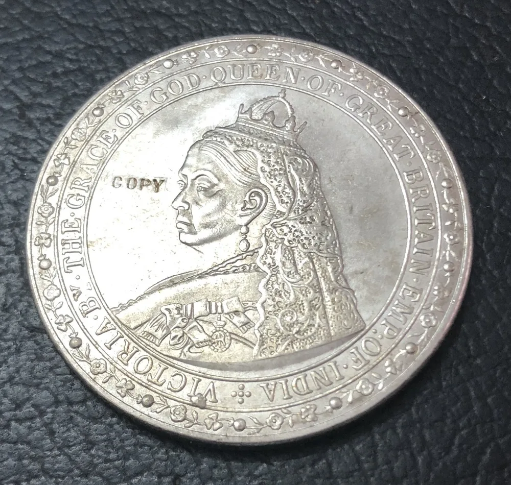 1887 Великобритания 1 Корона-Виктория Спиннер &amp сон узор Посеребренная КОПИЯ