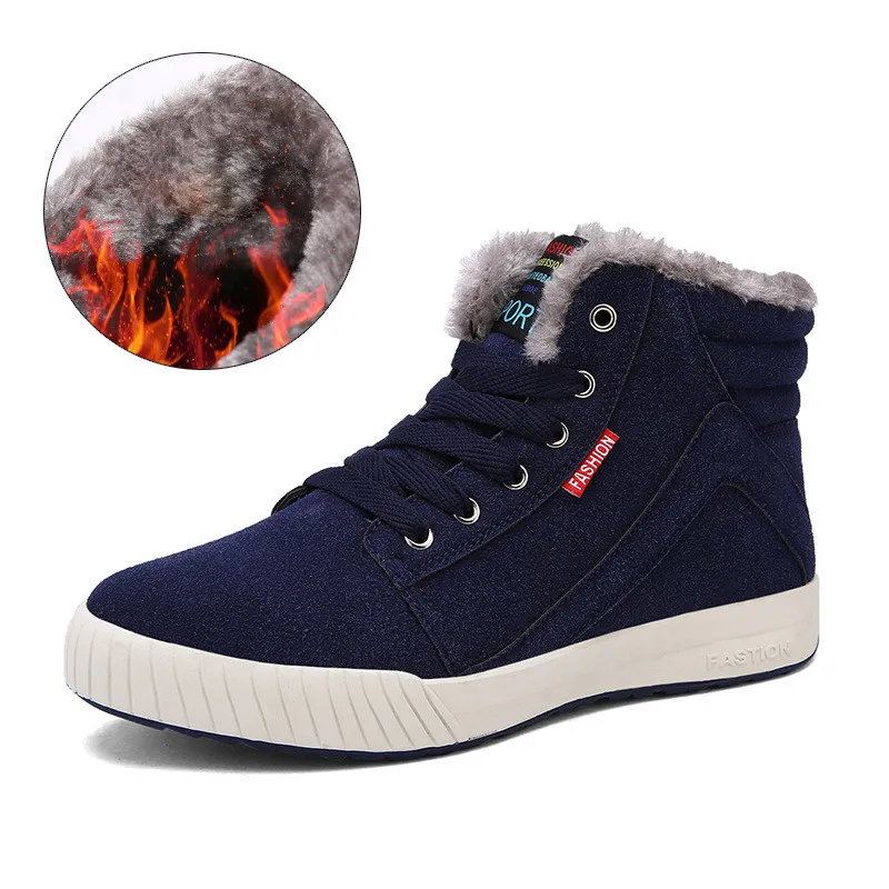 Dark Blue Boots Merkmak/Новинка; зимние мужские ботинки; теплые шерстяные мужские кроссовки; уличная Водонепроницаемая Мужская обувь; Ticken Plus; Теплая обувь для мужчин; Лидер продаж года - Цвет: Dark Blue Boots