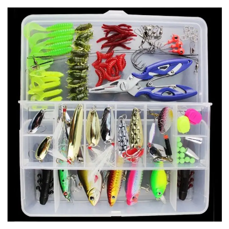 

110pcs Fishing Lure Set With Box Hard Soft Bait Minnow Spoon Crank Shrimp Jig Lure Fishing Tackle Accessory Fishing Lures Kits