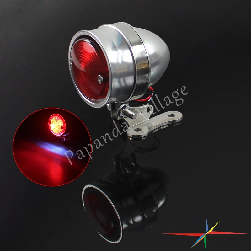 

Motorcycle Brat Style 12V Polished LED Taillight Tail Brake Stop Lamp Number Plate Light for Harley Chopper Bobber Cafe Racer