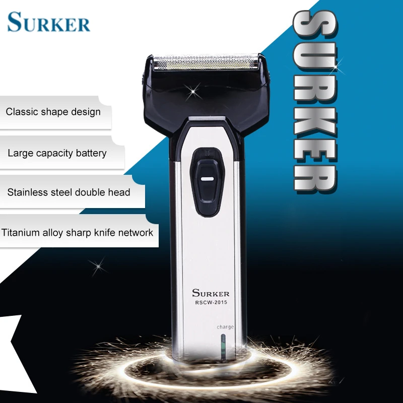 

SURKER SK-2015 Electric Shaver Rechargeable 2 Heads Shaving Machine Beard Trimmer Razor Men Face Care EU Plug Father 's Day Gift