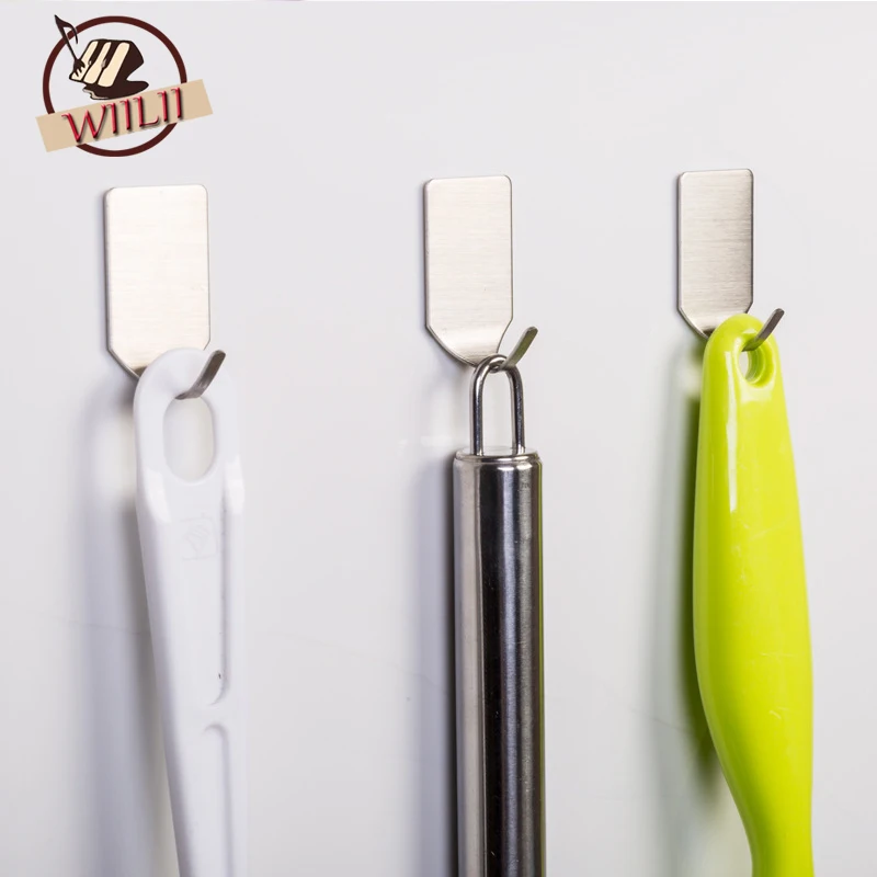 

8Pcs Household Stainless Steel Storage Hook Paste Type Storage Hook Behind The Door Wall Organizer For Bathroom Kitchen Bedroom