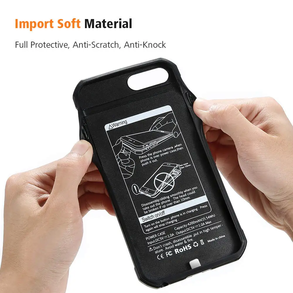 FLOVEME Battery Charger Case For iPhone 6 6S Plus 7 8 Plus Power Bank Armor Portable External Battery Case For iPhone 6 6S 7 8