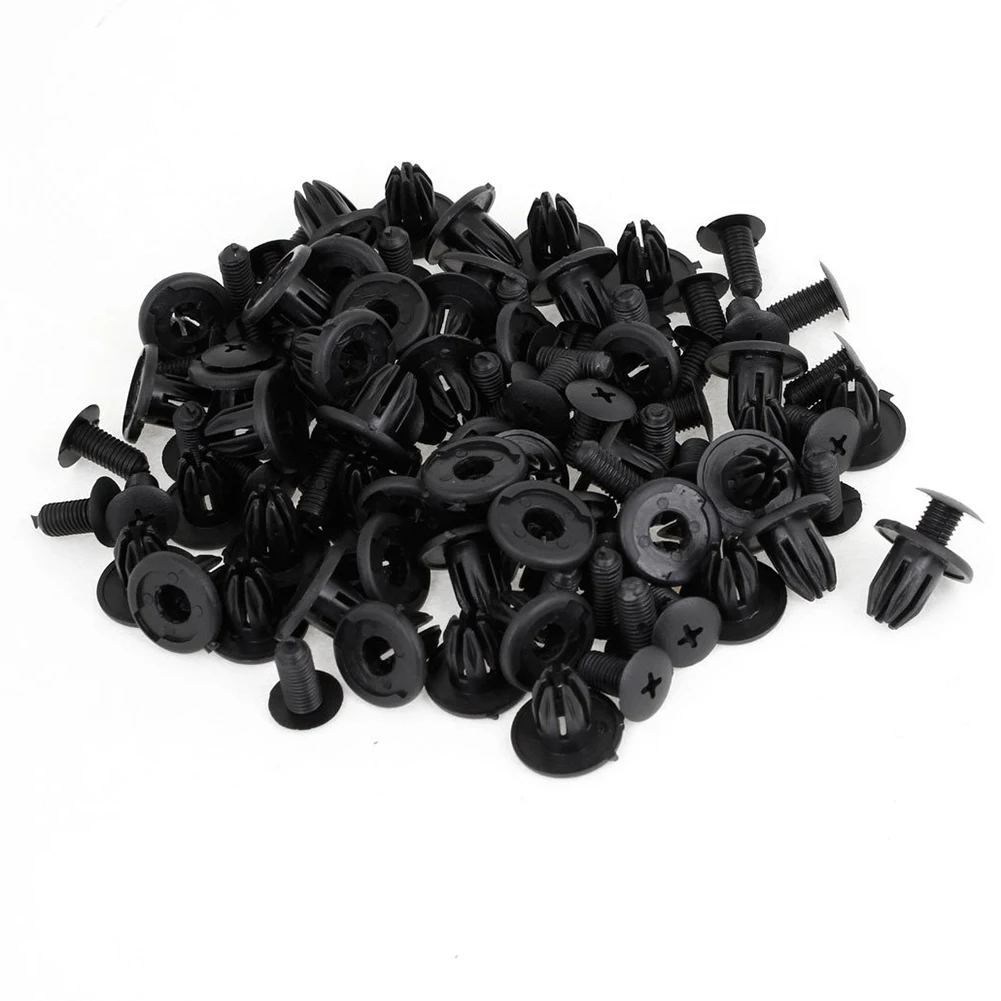 50pcs Black Plastic Rivet Trim Fastener Clips 10mm Hole for Carin Auto Fastener & Clip from