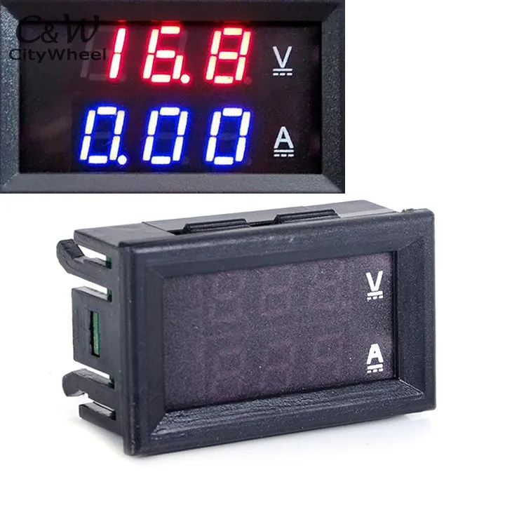 Best Selling Red Blue LED DC 0-100V 10A Dual Digital Voltmeter Ammeter Current Meter Panel Amp Volt Gauge 25 | Инструменты