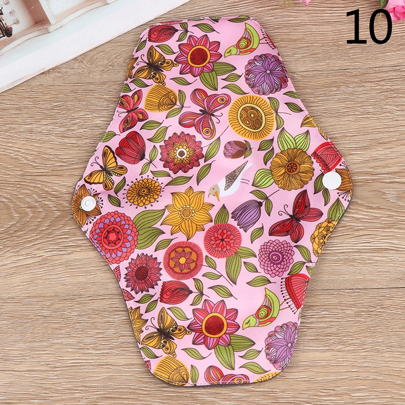 1PCS Flower Printed Bamboo Charcoal Fleece Inner Lady Cloth Menstrual Pads,Reusable Waterproof Mummy Pads For Women - Цвет: 10