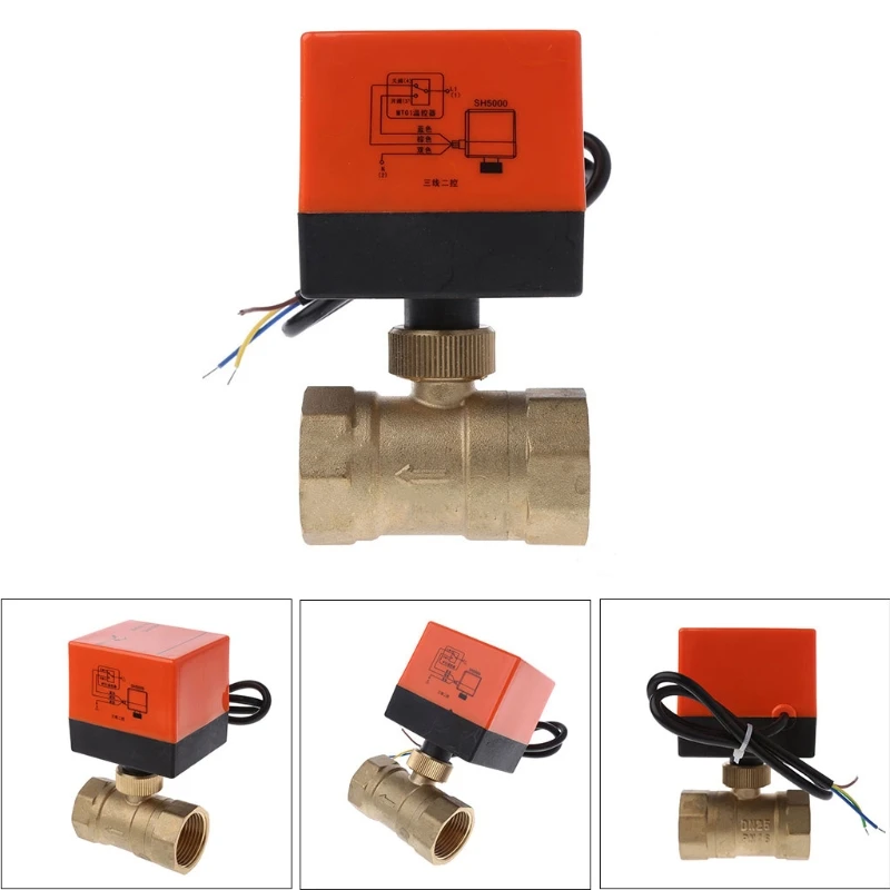 Электрический моторизованный латунный шаровой клапан DN20 AC 220V 2 Way 3-Wire с приводом