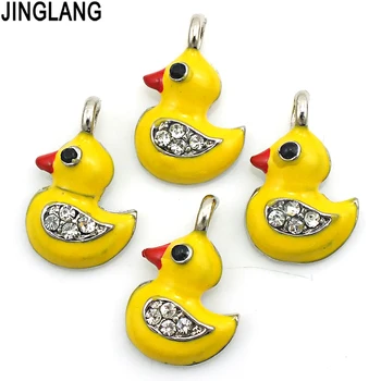 

JINGLANG New Yellow Duck Pendants For Women Making Charms Star Bracelet Finding DIY Jewelry Accessories 30 pcs