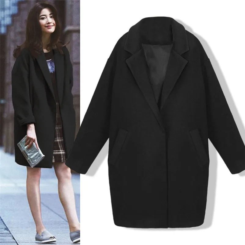 Fashion coats and jackets women winter ladies coats Winter Lapel Wool Coat Trench Jacket Slim Casual Overcoat Outwear O15#N (9)