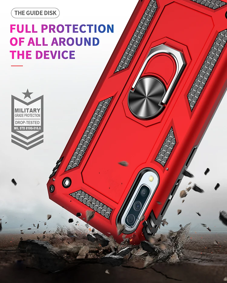 For Samsung Galaxy A20 A30 A40 A50 A70 A6 A7 A8 A9 Plus Heavy shatter-resistant armor Ring bracket Protective Case