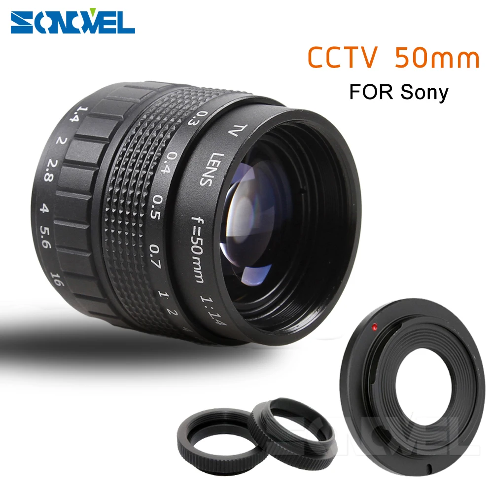 Объектив 50 мм F1.4 CC TV + C образное крепление макрокольцо для Sony E крепление|50mm f1.4|c