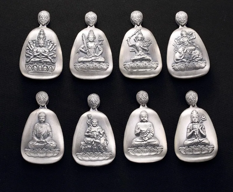 

S999 fine silver zodiac eight patron saint female life fo silver sweater chain pendant