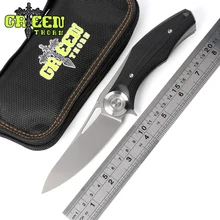 GREEN THORN Dark ball bearing tactical folding knife D2 blade titanium G10 handle camp hunting outdoor