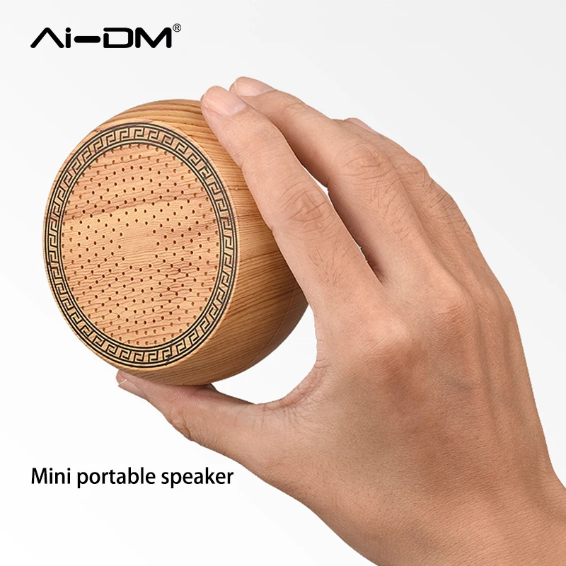 AIDM Mini Portable Bluetooth Speaker Wooden Wireless Stereo Bass Speakers Music MP3 Player Support Handsfree With LED TF Card |