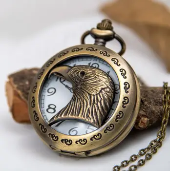 

Vintage bronze carving Hollow out quartz Necklace pocket watches Wholesale 1 PCS