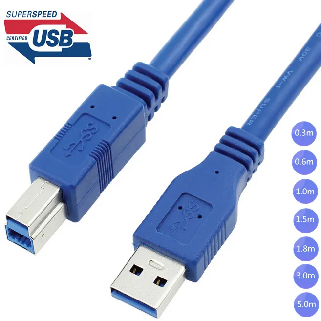 USB 3.0 A 남성용 USB 3.0 B 형 남성용 USB USB3.0 케이블 0.3m 0.6m 1m 1.5m 1.8m 3m 5m 1ft 2ft 3ft 5ft 6ft 10ft 30cm 1 3 5 미터