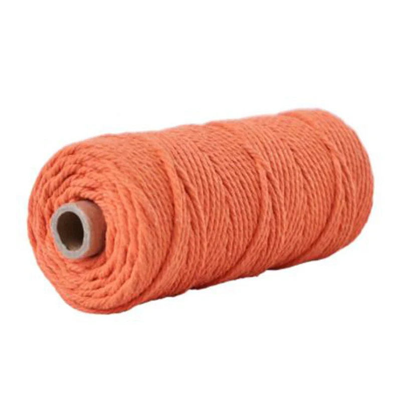 1 рулон Веревки 100 м 3 мм натуральная хлопковая нить витой шнур цветные бусины макраме Artisan - Цвет: Orange