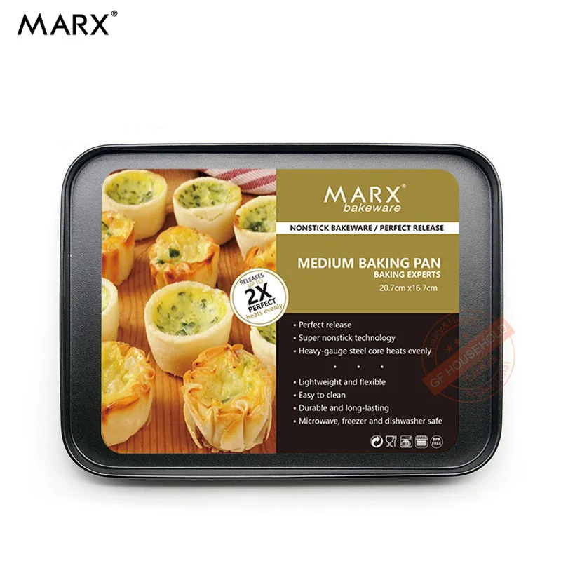 

MARX 10 inch Rectangular Carbon Steel Bread Baking Pan Grilled Chicken Wings Cake Baking Tray Nonstick Baking Oven