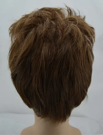 Wigs For Man Synthetic Heat Resistance Fiber Light Brown Male Hairpieces Short Curly Toupee