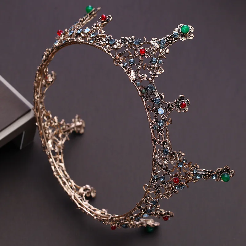

New round colored rhinestone Queen tiara bride wedding round tiara wedding hair jewelry