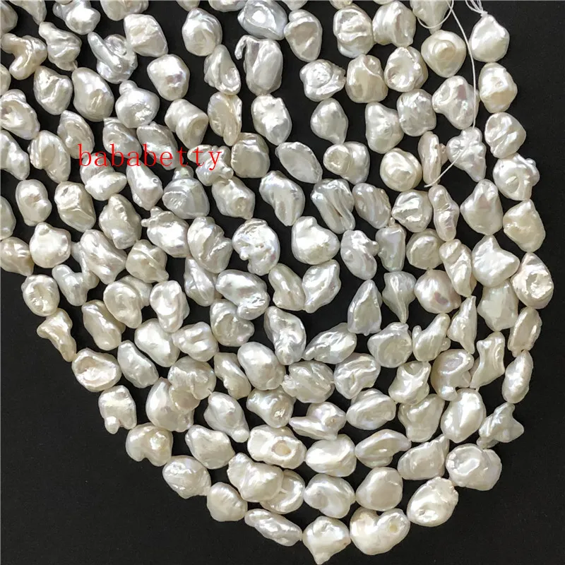 Новинка, настоящее пресноводное Натуральное белое ожерелье biwa reborn keshi, жемчужное ожерелье, свободные бусины 10-14 мм, 15 бусин