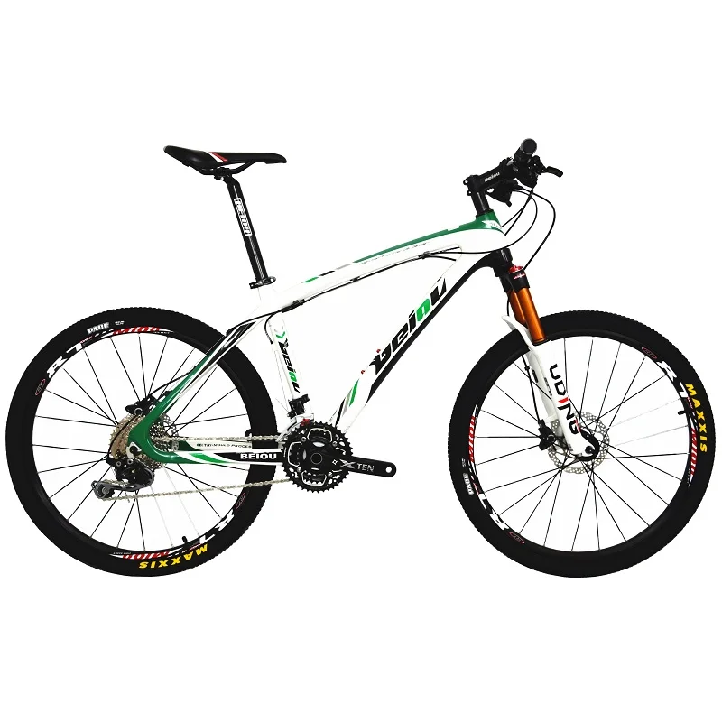 BEIOU углеродного 26 дюймов горный велосипед Hardtail Trail велосипедные 30 Скорость S H I M A N O M610 DEORE MTB 10,8 кг красочные CB005 - Цвет: Green