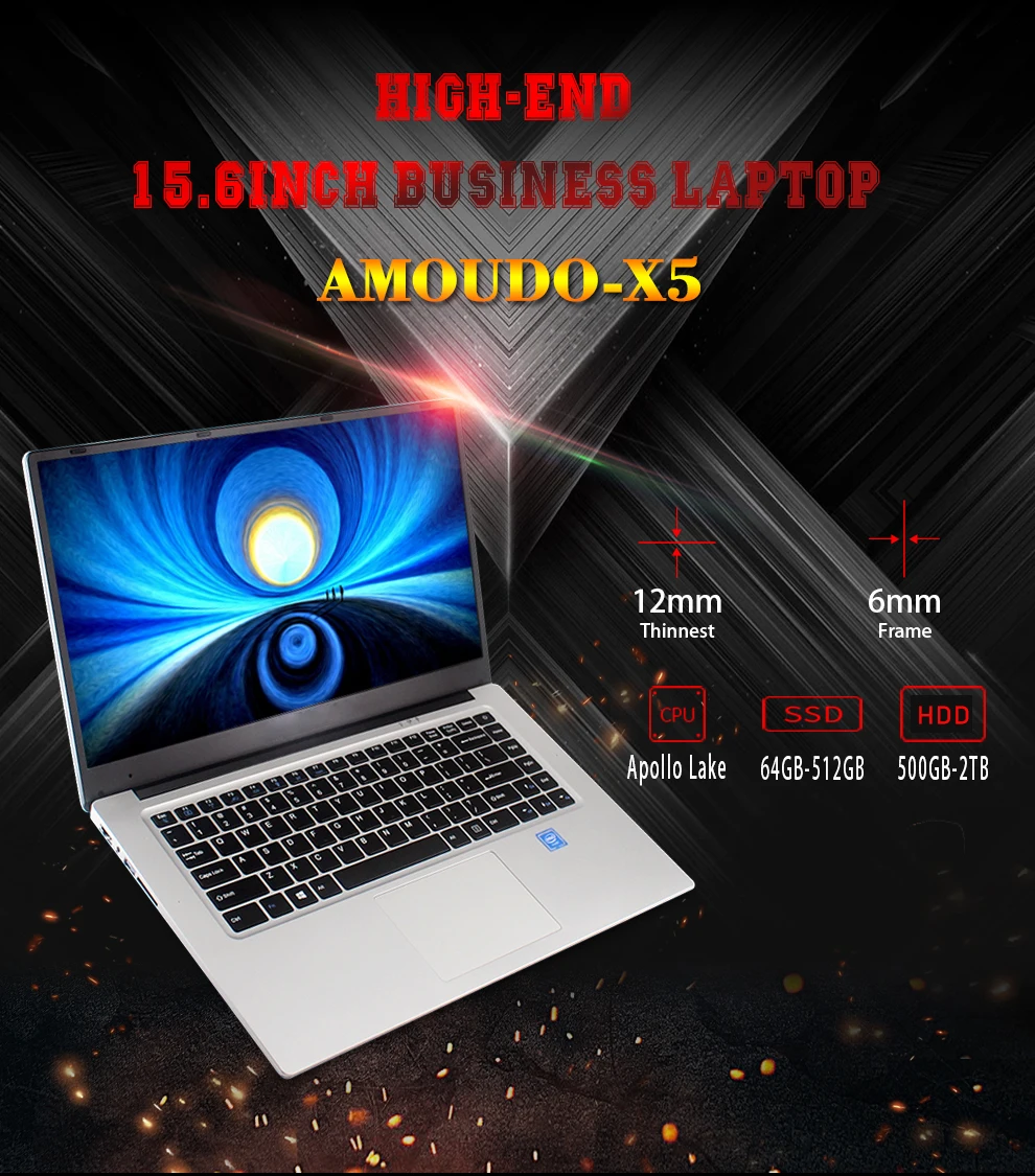 AMOUDO-X5 15,6 дюймов 6 ГБ оперативная память 128 Гб/256 SSD Intel 4 ядра процессор 1920X1080 P FHD оконные рамы 10 системы ноутбука тетрадь компьютер