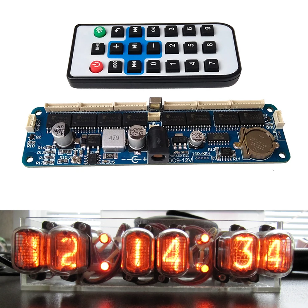 

6-bit Glow Clock Motherboard Core Board Control Panel remote control universal in12 in14 in18 qs30-1 Controller dc 9V-12V