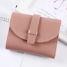 1 шт. простой женский мини однотонный кошелек PU 3 складки держатель карты короткий женский кошелек MUG88