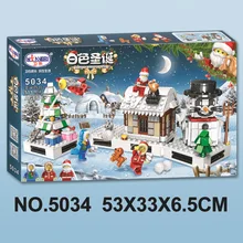 Новинка, рождественские наборы, Подарочная коробка, Хрустальная коробка, Санта-деревенский поезд, совместимые модели Legoing, строительные наборы, блоки, кирпичи, детские игрушки