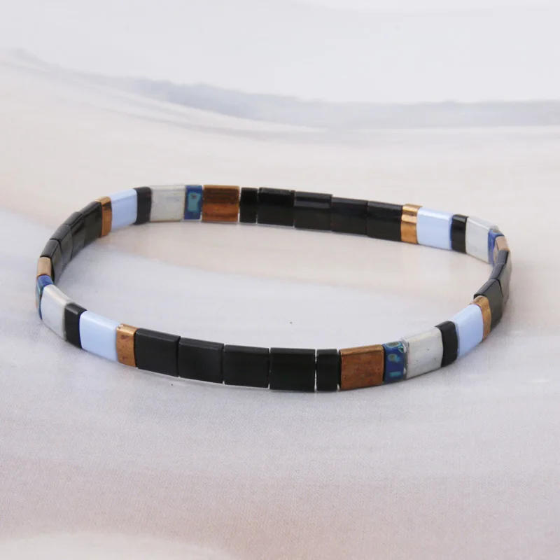NeeFu WoFu браслет с нитью, богемные изысканные браслеты для женщин, летние пляжные красочные ювелирные изделия, модные браслеты - Окраска металла: black