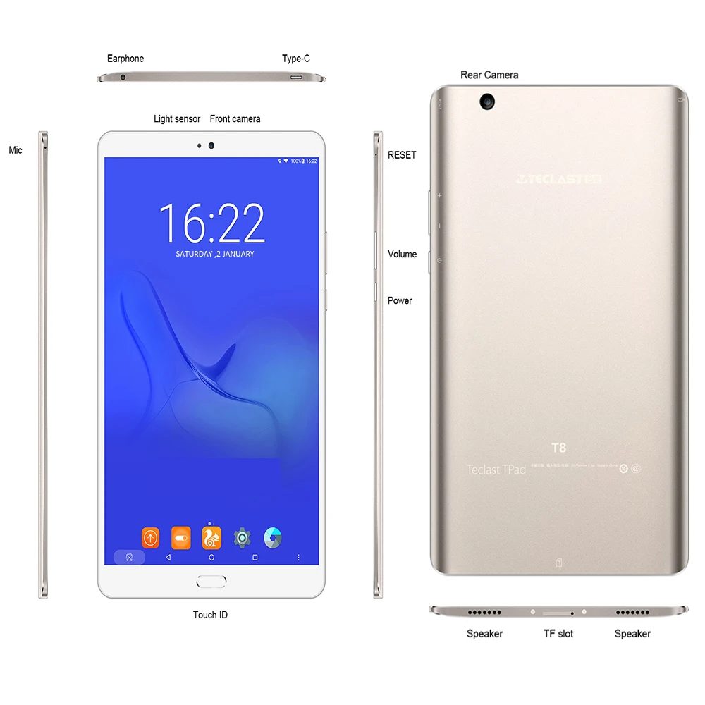 Teclast T8 планшетный ПК 8 4 ''Распознавание отпечатков пальцев Гб ОЗУ 64 ПЗУ Android 7 0