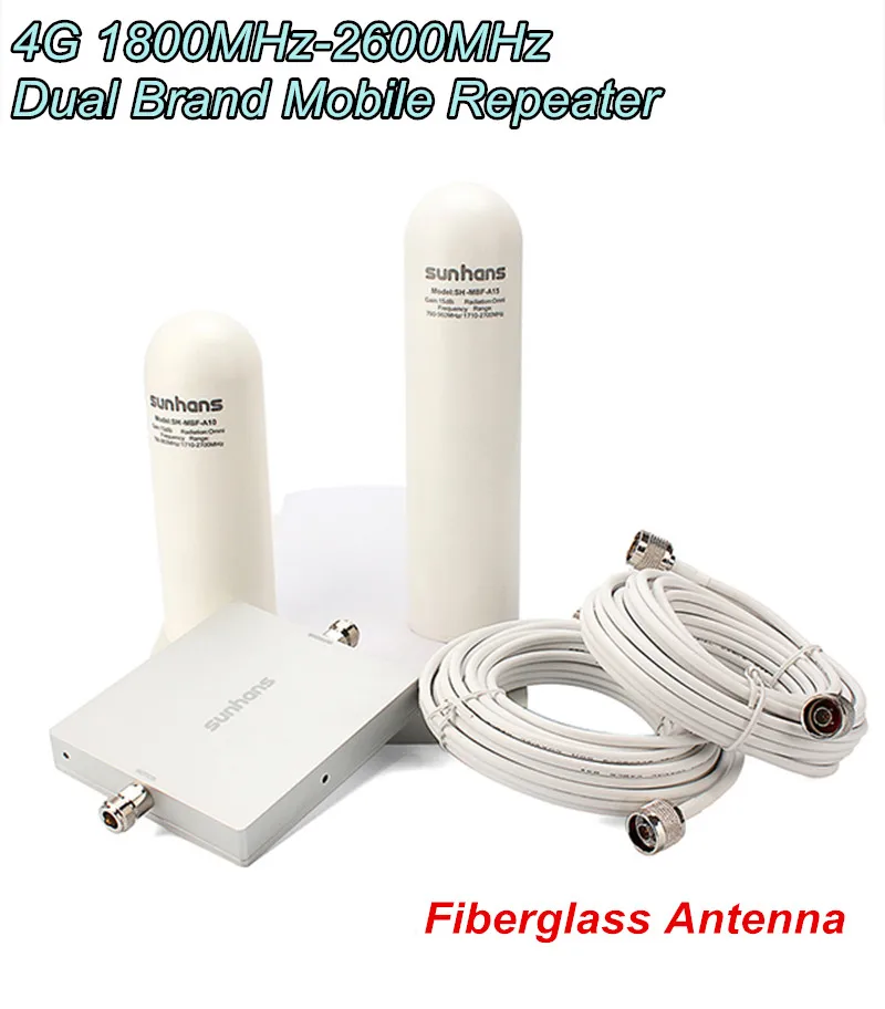 

Free Shipping Sunhans SH-D18L26-D2 65dB 1800MHz-2600MHz 4G Signal amplifier Repeater with Fiberglass Antenna