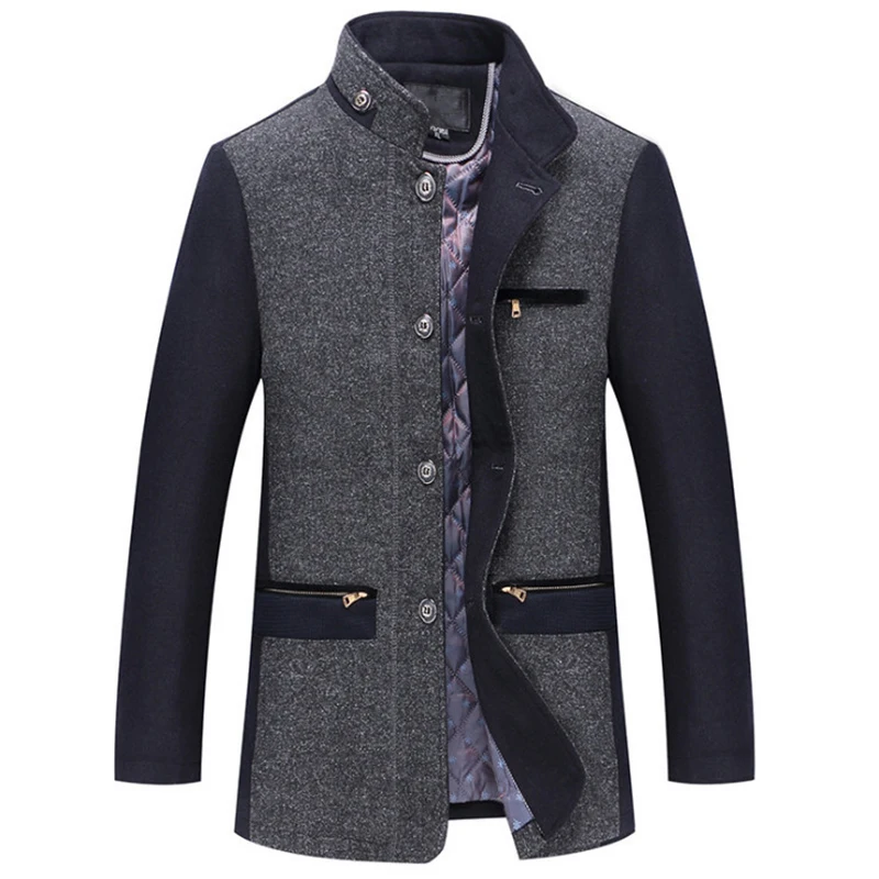 

Winter Wool Jacket Men Thicken Business Casual Woolen Coats Single Breasted Warm Male Wool & Blends Jacket 5XL