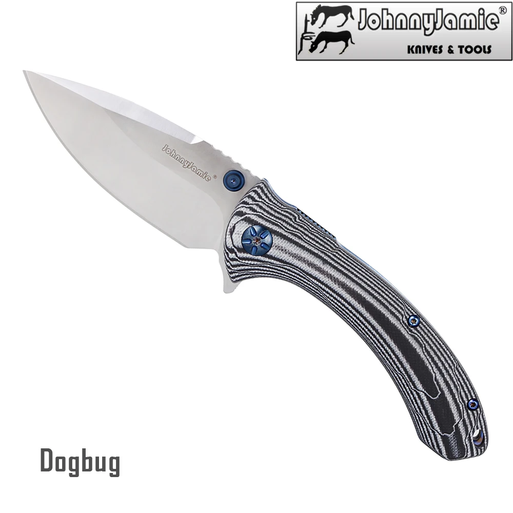 JohnnyJamie Dogbug C814GPBKW Combat Knife Folding D2 Steel Blade
