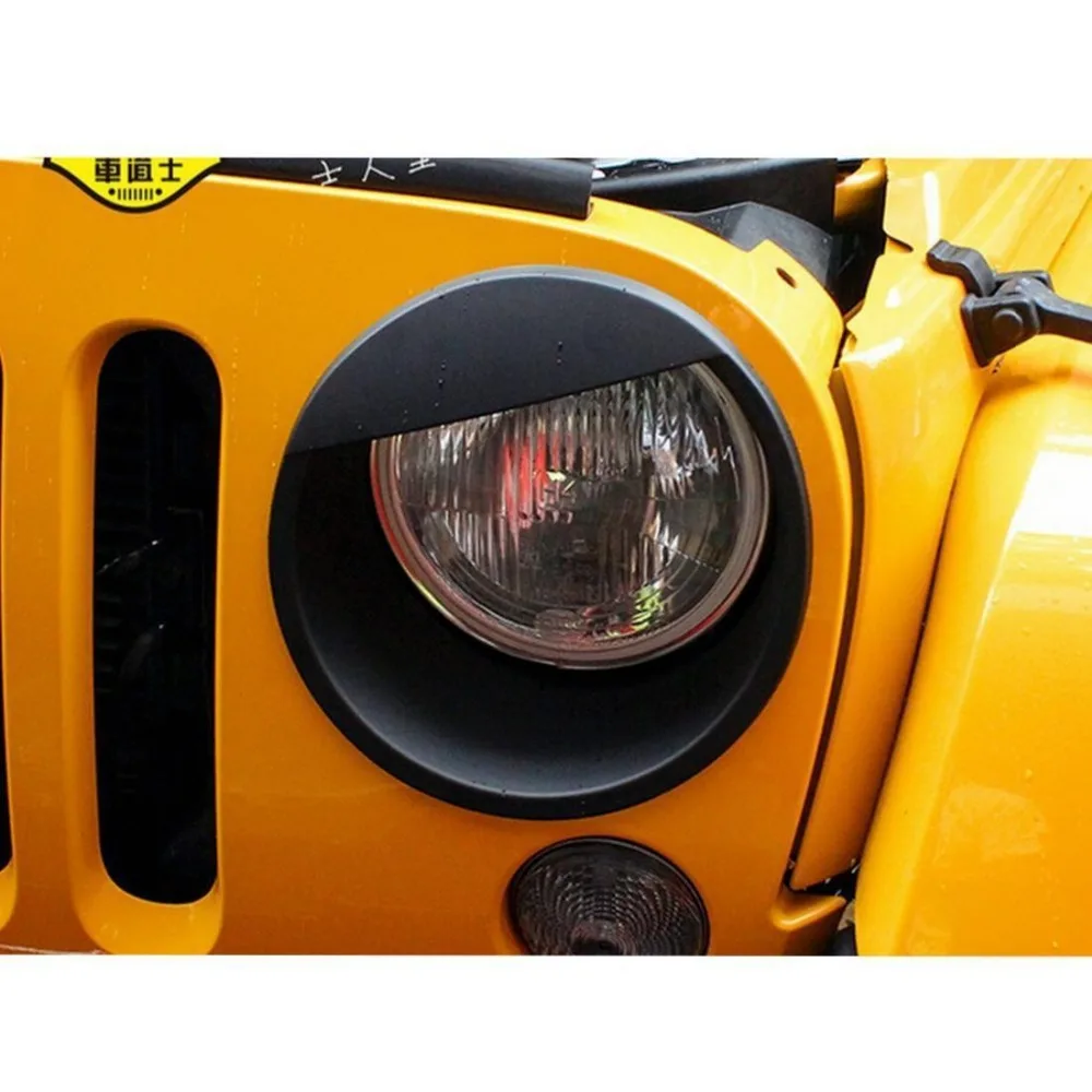 Матовый черный Angry Eyes отделка передних фар крышки Bezels для Аксессуары для Jeep Wrangler Rubicon Sahara JK 2007