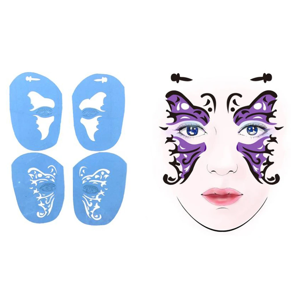 MagiDeal Reusable Plastic Face Body Art Painting Stencils Tattoo Template Accessories for Men Women Party Makeup