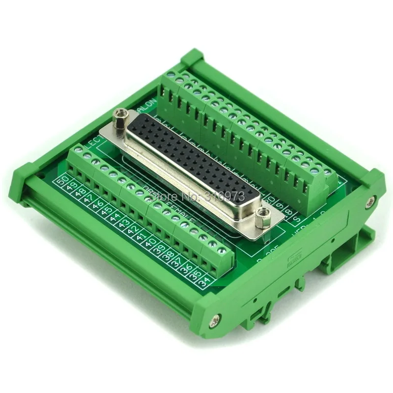 

D-SUB DB50 Female DIN Rail Mount Interface Module, Breakout Board.