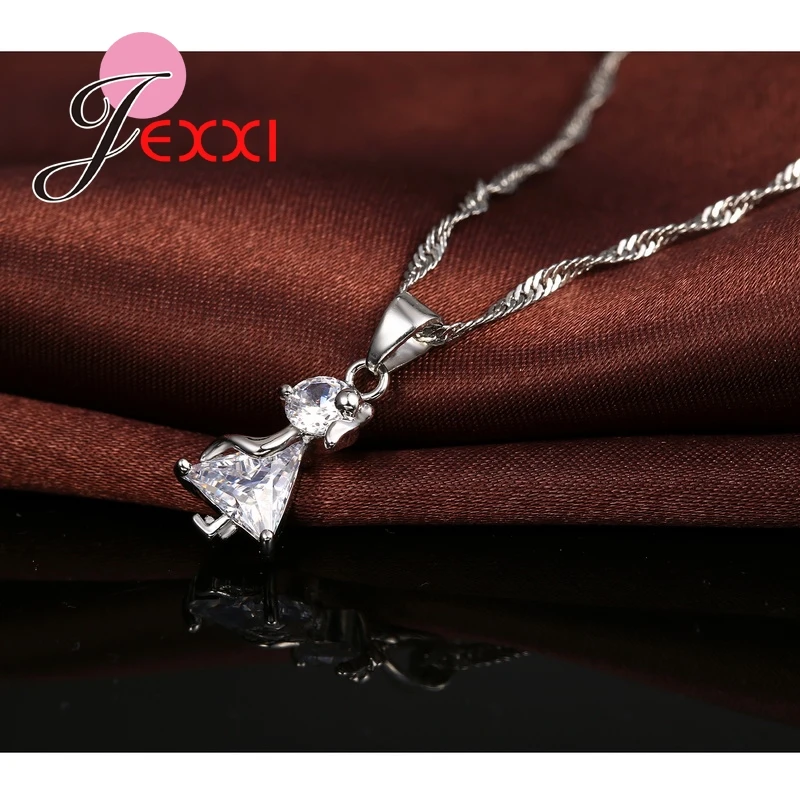 Jemmin Einfache 925 Sterling Silber Hochzeit Schmuck Sets Tanzen Mädchen Halskette Ohrringe Brinocs Kragen für Frauen Hochzeit Sets