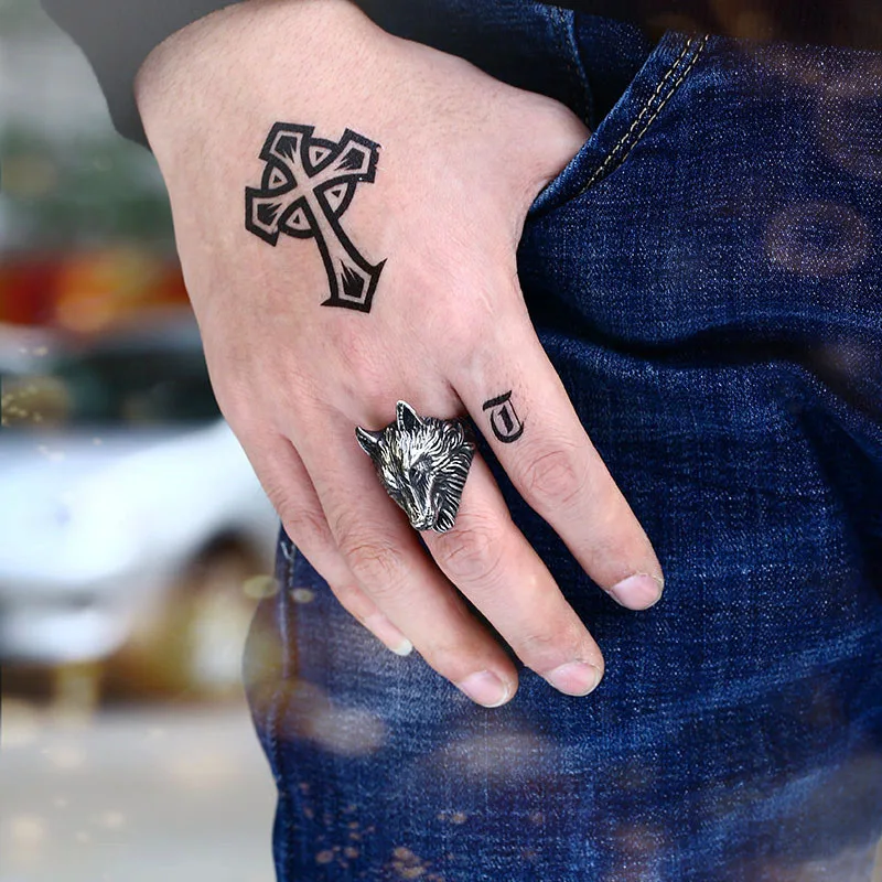 Beier 316L Stainless Steel nose viking Amulet wolf head Man ring Odin 's Symbol for scandinavian wholesale fashion jewelry LR649