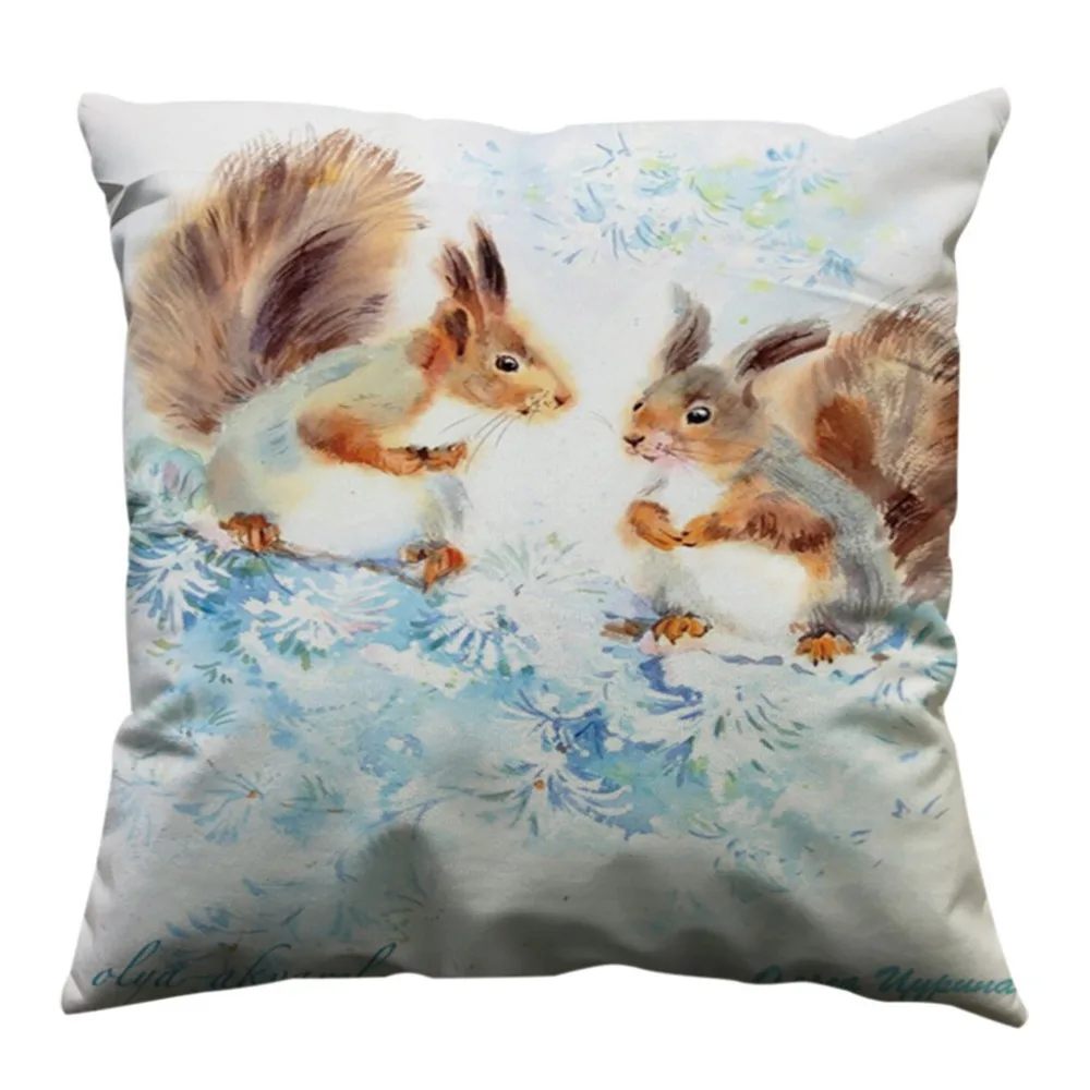 

Cute squirrel Printing Super soft fabric Square Cushion Cover Pillow Case Glitter Throw Waist Pillow Cover Soft Sofa Home Decor