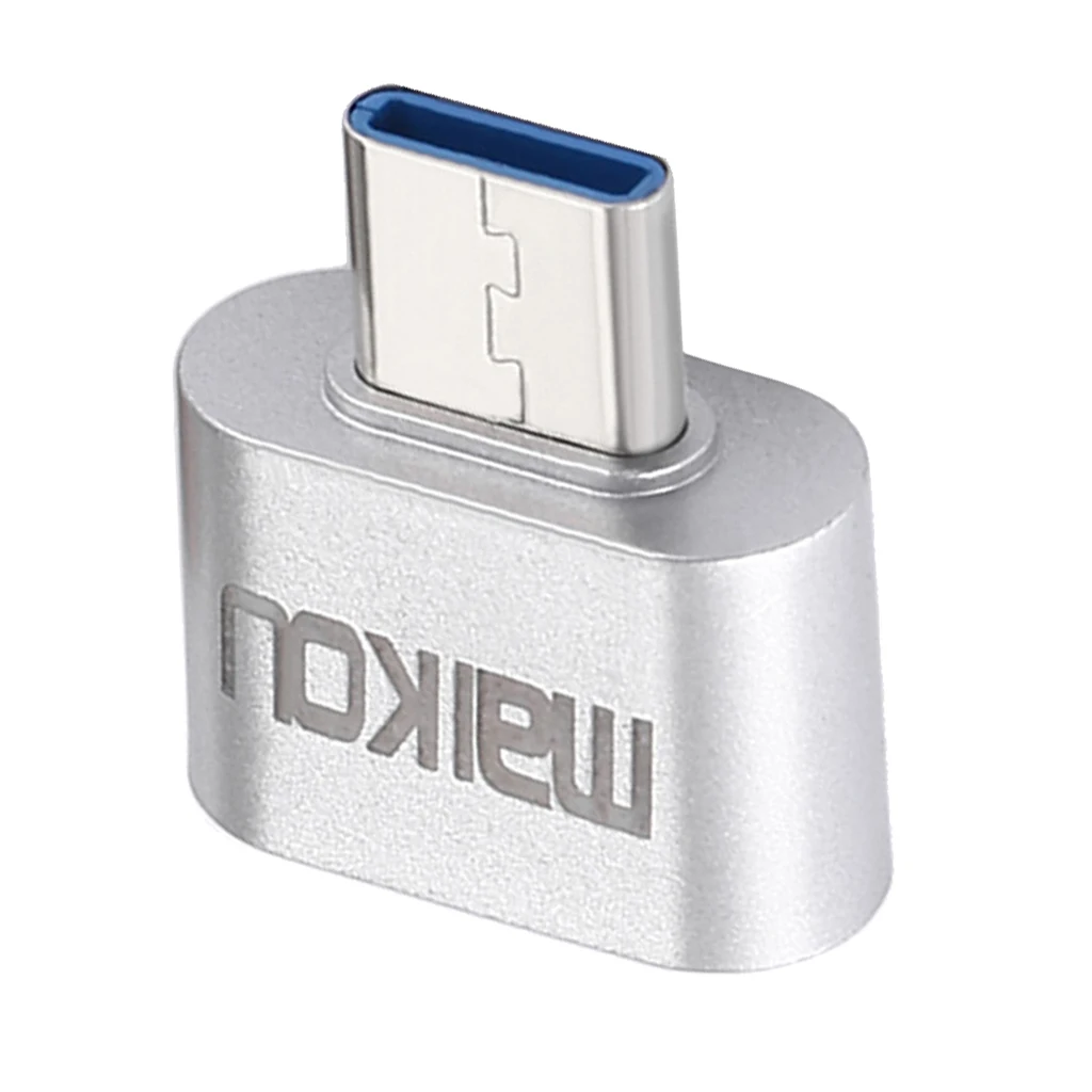 1 Piece Portable USB 3.0 to USB Type C Adapter OTG Connector for All Type-C Devices Silver 19x18x8mm
