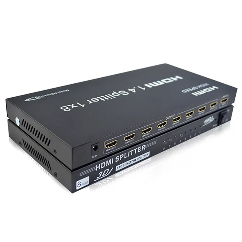 Free Shipping By FedEx UPS EMS 8 Ports HDMI splitter 1X8 HDMI1.4V Support 3D1080P Computer Divider