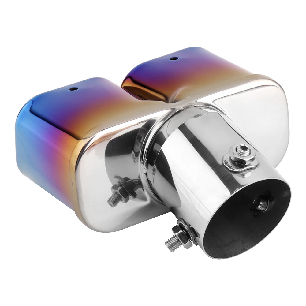 

Car Auto Round Exhaust Muffler Tip Stainless Steel Exhause 1 to 2 Dual Pipe Chrome Trim Modified Car Rear Tail Throat Liner